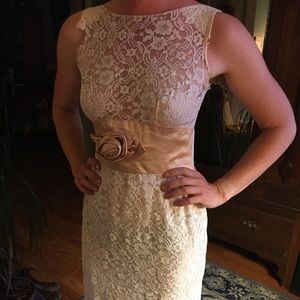 Vintage pink and white lace cocktail dress